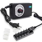 36W PC Fan Speed Controller Supports 2/3/4-Pin & 5-Ports Hub,Variable 3-12V
