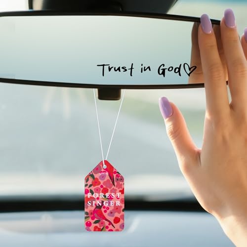 Image of 2-Pack Trust in God Rearview Mirror Sticker, Christian Car Accessories with 4 Hanging Air Fresheners, Rearview Mirror Decals Auto Decor Vanity Mirror Car Charm Religious Car Air Freshener Bulk