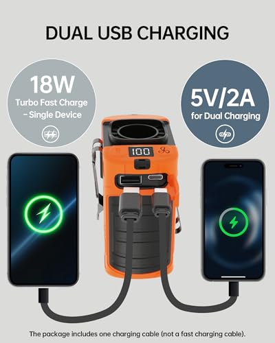 Image of Waist Fan, 10000mAh Rechargeable Belt Clip Fan, 59ft /s Airflow, 18500RPM 6-Speed, Up to 35H, 8-in-1 Hands-Free Personal Cooling with Bottom Air Intake, LED SOS Light for Camping, Travel, Jobsite