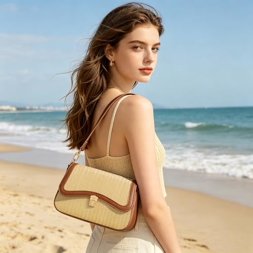 Image of KKXIU Small Shoulder Bag for Women Cute Hobo Handbags Mini Clutch Purses | Classic Trendy Retro Underarm Crossbody Bag with Detachable Straps, Zipper Closure