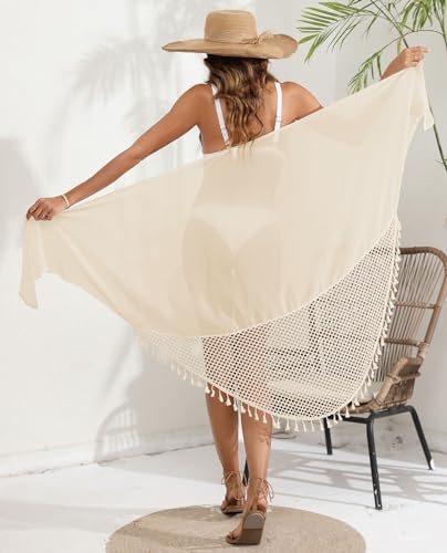 Image of ZAFUL Boho Beach Cover Ups for Women Sarong Coverups Sheer Bikini Chiffon Wraps Skirts for Swimwear