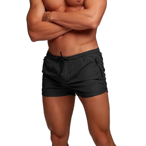 Image of JiaYouLC Men’s Swim Shorts with Triangle Mesh Lining Beach Quick Dry Swimming Trunks Board Shorts Swimwear for Men (UK, Alpha, XL, Regular, Regular, Black)