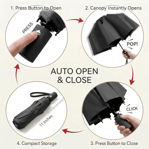 Image of BAODINI Small UV Protection Travel Umbrella Compact for Rain and Sun UPF 50+ Windproof Portable 42 inch Umbrella for Women and Men