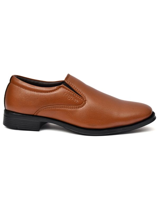 Image of WUSQA Enterprises Men's Leather Formal Shoes | Classic Pull-On Dress Shoes for Office, Business, Party & Wedding | Durable & Comfortable Footwear