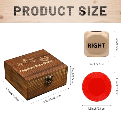 image for Pagather Fun Left Right Roll Dice Game Set, Include 3 1-inch Wooden Di