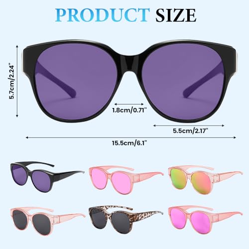 Polarized Sunglasses Fit Over Glasses for Women Men, Trendy Round Wrap Around Shades UV Protection4
