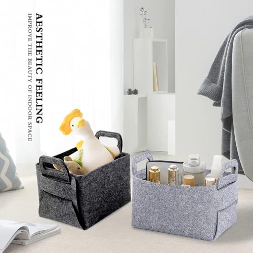 Image of Renva Felt Storage Basket for Organizing, Large Fabric Collapsible Storage Bins with Handles, Foldable Storage Basket Bins, Perfect for Shelves, Closet, Books, Clothes Organizing (1, Grey)