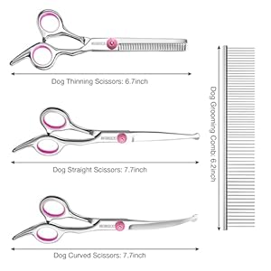 Professional-Dog-Grooming-Scissors-with-Safety-Round-Tips-5-in-1-Dog-Grooming-Scissors-Kit-4CR-Stainless-Steel-Professional-Pet-Grooming-Shears-for-Dog-Sharp-and-Durable-Pink - Cucciolini Doodles   Professional-Dog-Grooming-Scissors-with-Safety-Round-Tips-5-in-1-Dog-Grooming-Scissors-Kit-4CR-Stainless-Steel-Professional-Pet-Grooming-Shears-for-Dog-Sharp-and-Durable-Pink