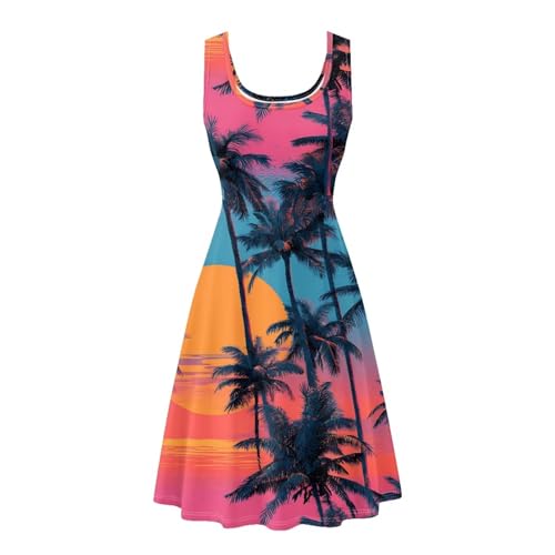 Image of Dreaweet Casual Sleeveless Dresses for Women Girls, Round Neck Tank Dresses with Pockets Summer Sundress Size XS-4XL