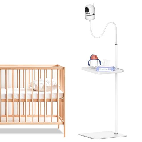 Image of Height Adjustable Baby Monitor Camera Stand for HelloBaby, VTech, Infant Optics DXR-8 & DXR-8 Pro, Nanit Pro Baby Monitor Stand Wr Storage Tray - Baby Monitor Floor Stand for Eufy, Owlet, VAVA etc.