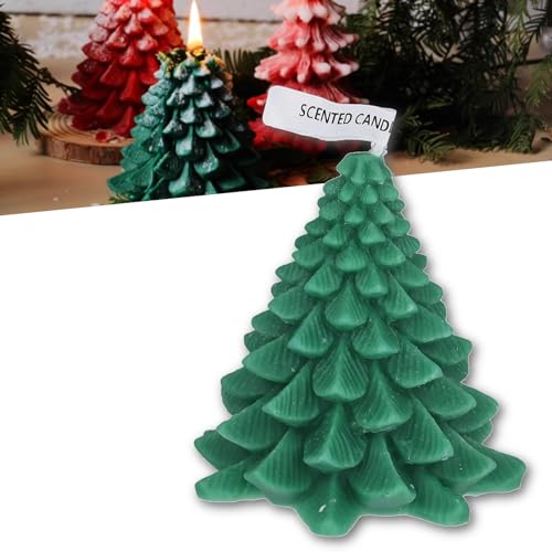 Christmas Tree Candles, Taper Candles, Green Scented Soy Candles for Holiday Decor, Aromatic Fragrance, Eco Friendly, Long Burning