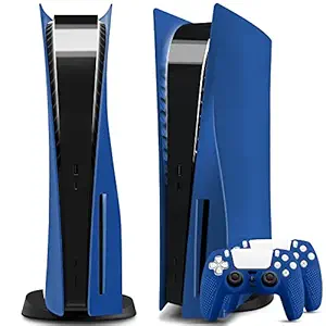 SIKEMAY PS5 Console Faceplate, Hard Shockproof Playstation 5 Face Plate Shell Skin Case, ABS Anti-Scratch Dustproof PS5 Gaming Console Cover Replacement Accessories for PS5 Disc Edition - Blue