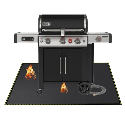 Under Grill Mat for Outdoor Grill Deck Patio Protector,48''x30'' Large Silicone Fireproof Waterproof...