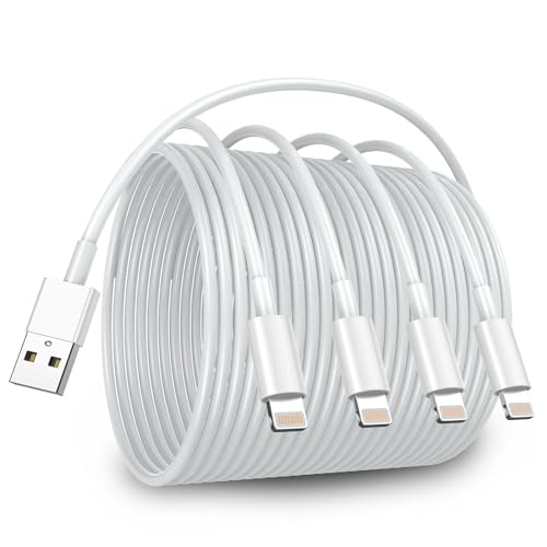 iPhone Charger Cord [MFi Certified] 6ft 4Pack,Original USB to Lightning Cable Fast Charging for iPhone 14/13/12/11 Pro/11/XS MAX/XR/8/7/6s Plus,iPad Pro/Air/Mini,iPod Touch -White