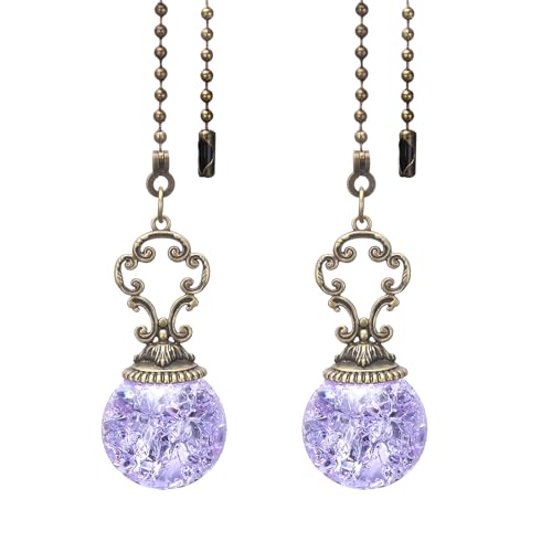 PATIKIL Catena Trazione Ventilatore Soffitto, 2pz 25 Catena Pendente Sfera Decorativa Estensore Charm Estensione Trazione per Ventilatori Soffitto Lampada Luce, Viola