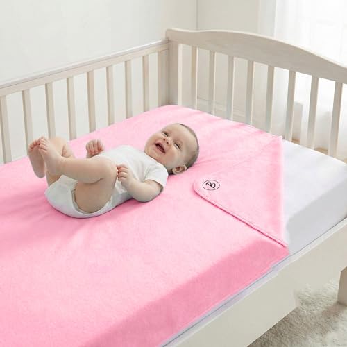 Image of Btag Baby Waterproof, Super Soft Fast Drying Mattress Protector | Extra Absorbent, Anti-Itching Sheet for New Born,Toddler (Size 140x210 cm, Pack of 1, Salmon Rose)