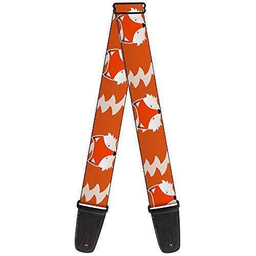 Buckle-down Sangle de guitare Fox Face/Tail Orange/Natural - Les Beatles, Paul McCartney, John Lennon, RIngo Starr, George Harrison Buckle-down Sangle de guitare Fox Face/Tail Orange/Natural