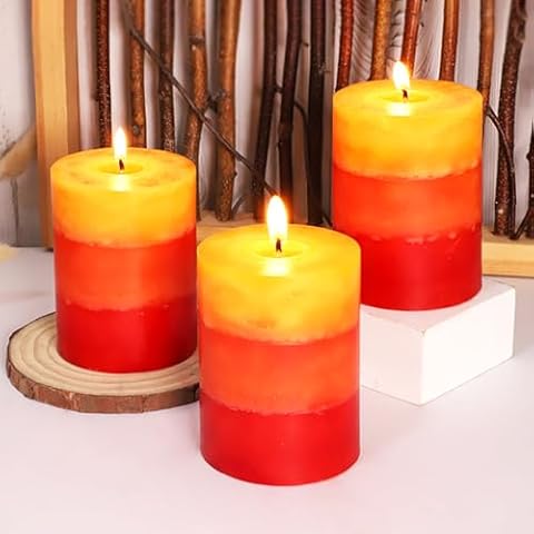 FLAVCHARM Pumpkin Spice Pillar Candles 3 Pack Cover