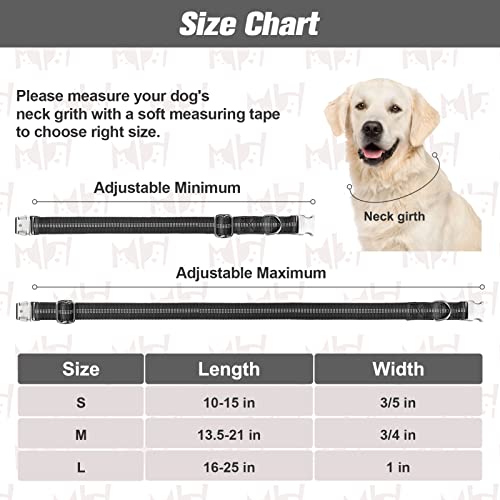 Beautyzoo Reflective Dog Collar For Small Medium Large Dogs With Metal Buckle, Nylon Soft Neoprene Padded Collars For Boys And Girls Dogs Pets Puppy With Heavy Duty Quick Release Buckle(M, Black) #TOP3
