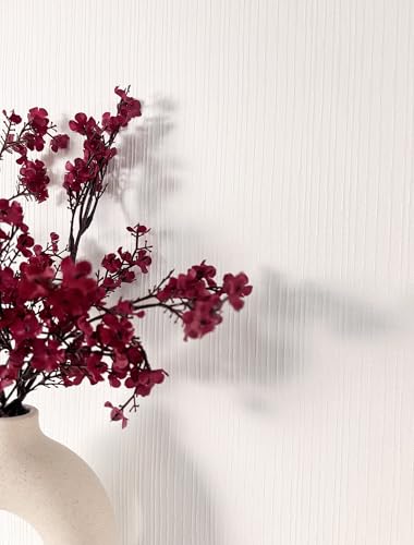 Newroom Carta da parati in tessuto non tessuto, universale, moderna, a righe, colore bianco, tinta unita, con consulenza per tappezzeria