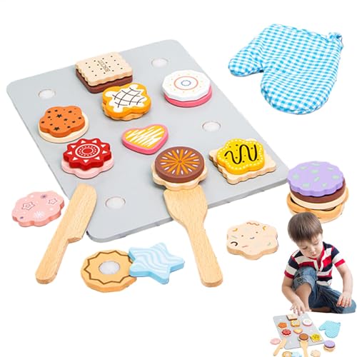 Jouez à la nourriture enfants bois - Ensemble plats biscuits cuisine jeu rôle
