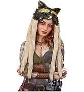 Joukavor Viking Wolf Mask with Fur Barbarian Headdress Werewolf Headpiece for Halloween Cosplay