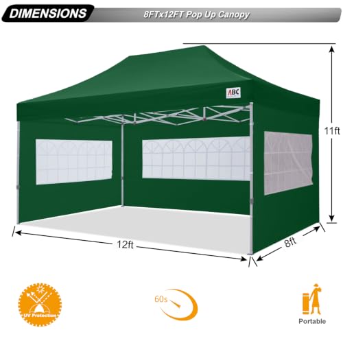 Image of ABCCANOPY Pop up Canopy Tent with Elegant Church Window 8x12,Forest Green