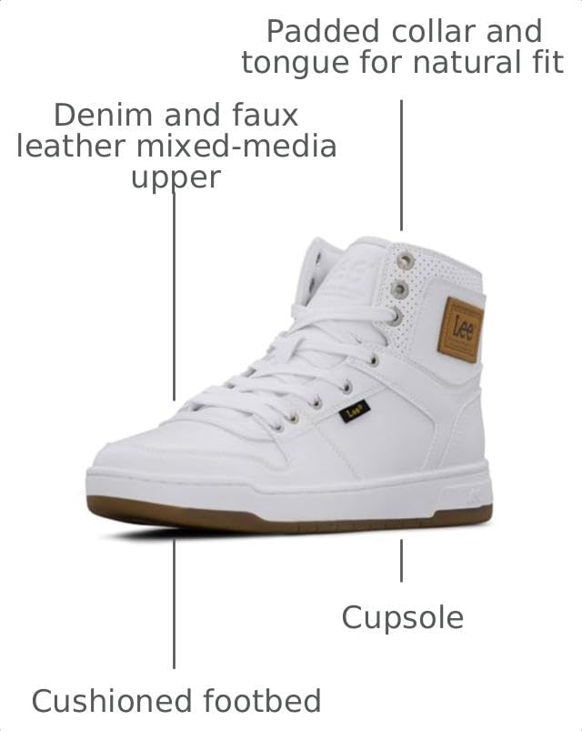 Lee Men's Daybreaker Hi Retro Court Sneaker, White Mono/Gum, 11 M - image 3