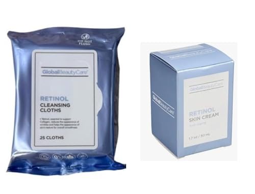 Retinol Skin Care Set, Anti-Aging Cream 1.7 oz and Cleansing Cloths 25-Pack