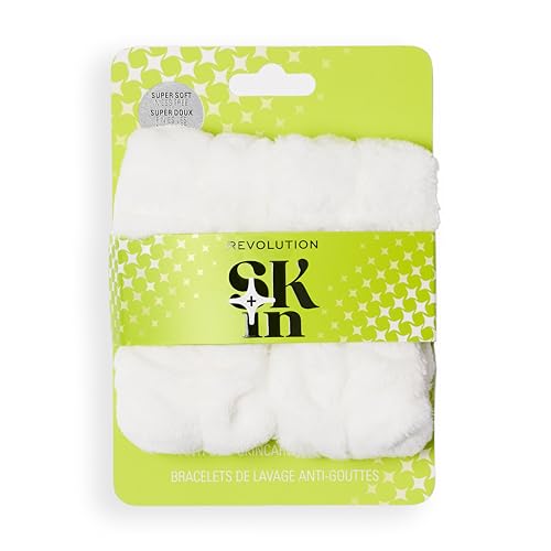 Revolution Skin Microfibre Anti-Drop Wristbands, For Face Washing, Water-Resistant & Mess-Free
