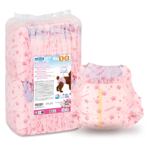 Nobleza Dog Nappies Female, Hygiene & Period Pants for Dogs, Heat Pants for Season, Incontinence Female Dog Diapers with Odour Control, Size S for Small Dogs, 20 Counts