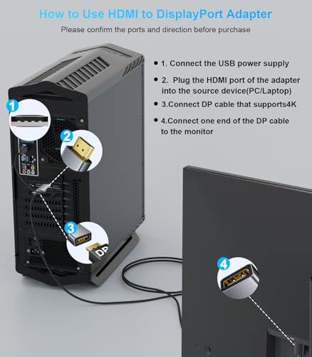 Adaptador HDMI a DisplayPort 4K@60Hz Reborn miniatura 7
