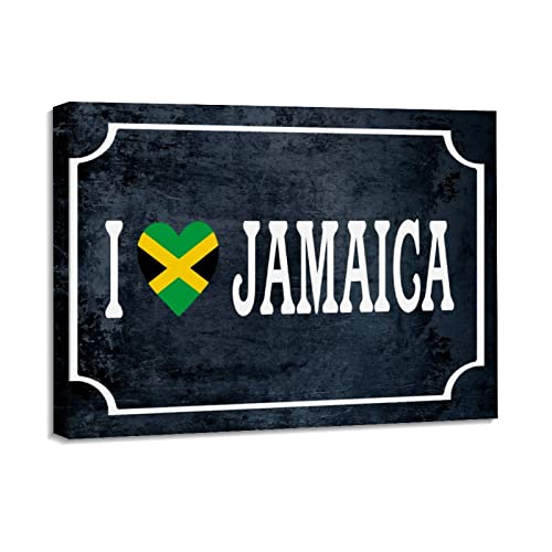 Impression sur toile I Love Jamaica tableau haut de gamme avec cadre pour salon