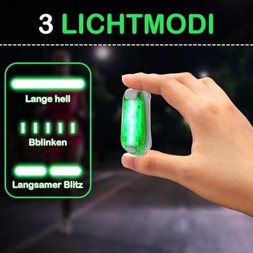 3 Stück LED Sicherheitslicht, Blinklicht Schulranzen Licht, Clip Reflektor Rucksack licht, Sicherheitsleuchten für Jogger, Hunde, Outdoor-Sicherheit, Kinderwagen-Sicherheit（Grün）