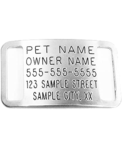 Leash Boss Slide On Pet ID Tag for 3/4 Inch Wide Nylon Dog and Cat Collars, Medium, Custom Deep Engraved Personalized Identification Tag - Boomerang Tags