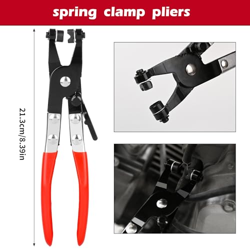 Image of TOOLEAGUE 9Pcs Fuel Line Disconnect Pliers Set with Storage Case | 9 inch Fuel Filter Caliper, Removal /CV Joint Boot Clamp /Flat Hose Clamp /30 Degree Disconnect Pliers Set for Auto Maintenance