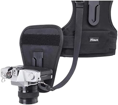 Nicama Dual Multi Camera Carrier Chest Harness Vest with Mounting Hubs, Side Holster & Backup Safety Straps for Canon 6D 5D2 5D3 Nikon D800 D810 Sony A7S A7R A7S2 Sigma Olympus DSLR Cameras