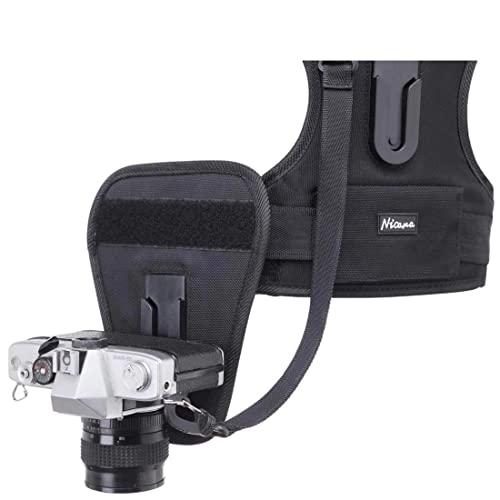 Nicama Dual Shoulder Camera Strap For Two-Cameras, Carrier Chest Harness Vest With Mounting Hubs & Backup Safety Straps For Dslr Canon 6D 5D2 5D3 Nikon D800 D810 Sony A7S Sigma Olympus #TOP6