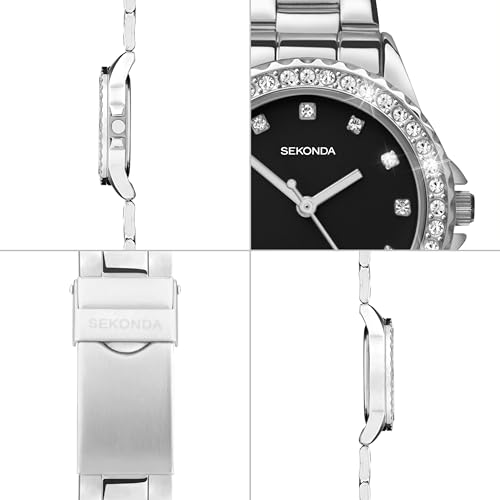 Sekonda Elizabeth Women's Quartz Watch 33mm with Stone Set Case, Analogue Display and Stainless Steel Bracelet - Image 3