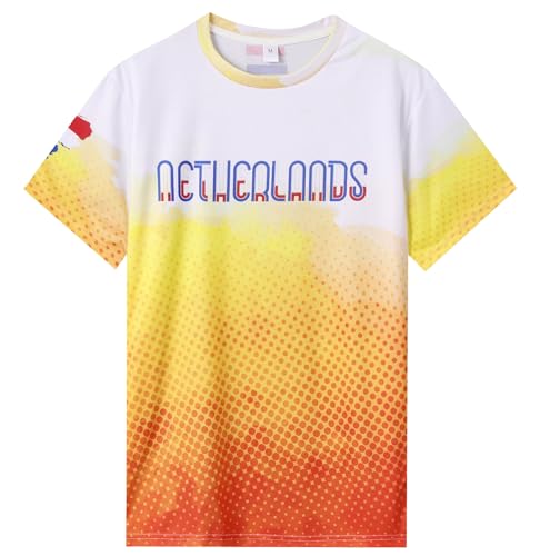 Image of Netherlands Football Jerseys for Men Sports Training Jerseys Tops Flag Team Fans Football T-Shirts Orange L