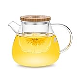 Friedos Tee - Glasteekanne mit Siebeinsatz und Deckel - 900ml Fassungsvermögen für losen Tee oder Beutel - Glaskanne aus Borosilikat Glas mit Sieb bis 130°C - 900ml Volumen