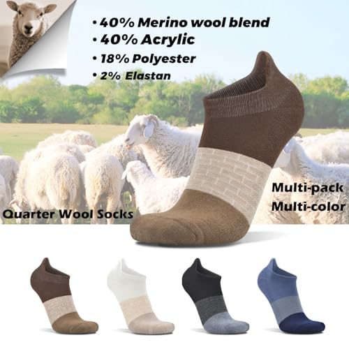2 Pairs Merino Wool Blend Ankle Running Walking Socks for Men Women Low Cut Athletic Thick Cushioned No Show Socks3