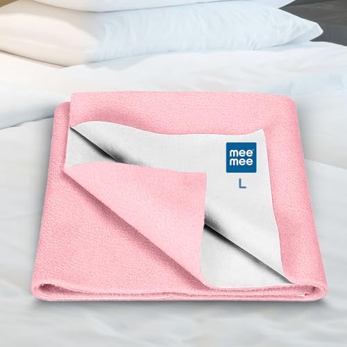 Image of Mee Mee Reusable Water Proof Cotton Bed Protector Sheet /Extra Absorbent Mat /Dry Sheets /Urine Sheet /Dry Mat Pack of 2 (Large, Pink)(100CmX140Cm)