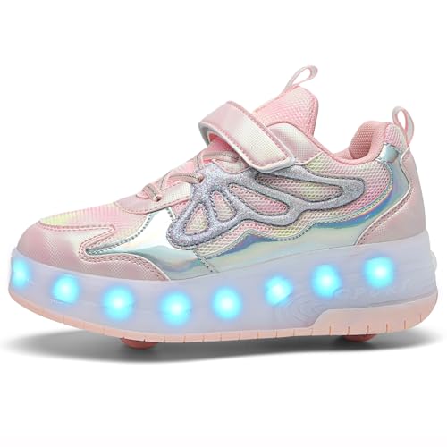 Image of Nsasy Roller Shoes Kids Roller Skates Shoes Girls Boys Wheels Shoes Become Sport Sneaker with Led for Children Gift