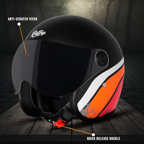 Image of Steelbird SBH-54 Retro Rustic ISI Certified Open Face Helmet for Women and Men Motorbike Helmet