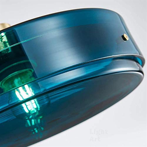 Suspension verre bleu et support laiton de caractère E27 - 6