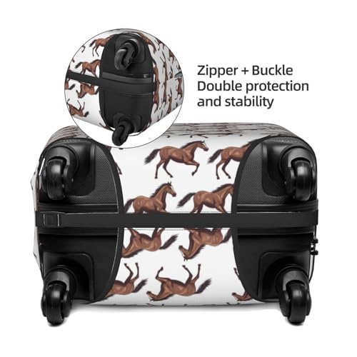 Cool Brown Horse Print Travel Luggage Covers, Washable Suitcase Covers Protector for Luggage 18-32 Inch High Elasticity3