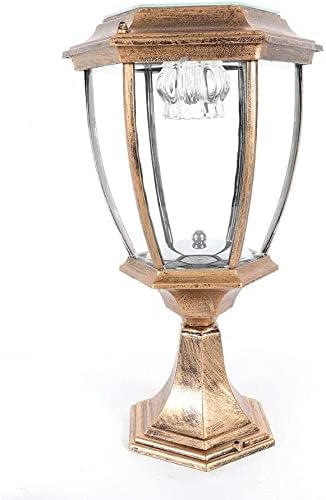 Generic Outdoor Solar Column Light 5W Waterproof LED Light Garden Yard Pijler Landschap Energiebesparende Lantaarn Lamp Blaker voor Hek Dek Patio Verlichting, Zwart/Messing, Outdoor Veranda Kolom L