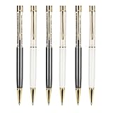CHEOTIME 6-teiliges Kugelschreiber-Set mit Kristall-Edelsteinen, Kugelschreiber aus Obsidian-Kristall, schöner, bequemer, glatter Kugelschreiber für Schule, Büro, Familie, Schwarz