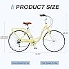 YHUBHSIS 24 Inch Beach Cruiser Bike for Women Complete Cruiser Bikes with Dual V-Brake and Adjustable Seat,7 Speed Steel Frame for Women, Men, Multiple Colors (Yellow, 24 Inch) #1